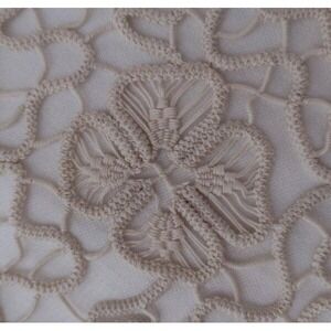 Antique Ecru Center Doily Handmade Romanian Point Needle Lace Figural Shamrock